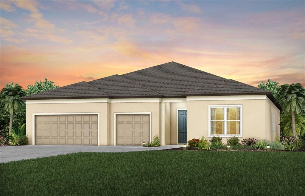 Front exterior of a new home in Del Webb Stone Creek, Ocala, FL, highlighting curb appeal (Image 1). Front exterior of a new home in Del Webb Stone Creek, Ocala, FL, highlighting curb appeal (Image 1).