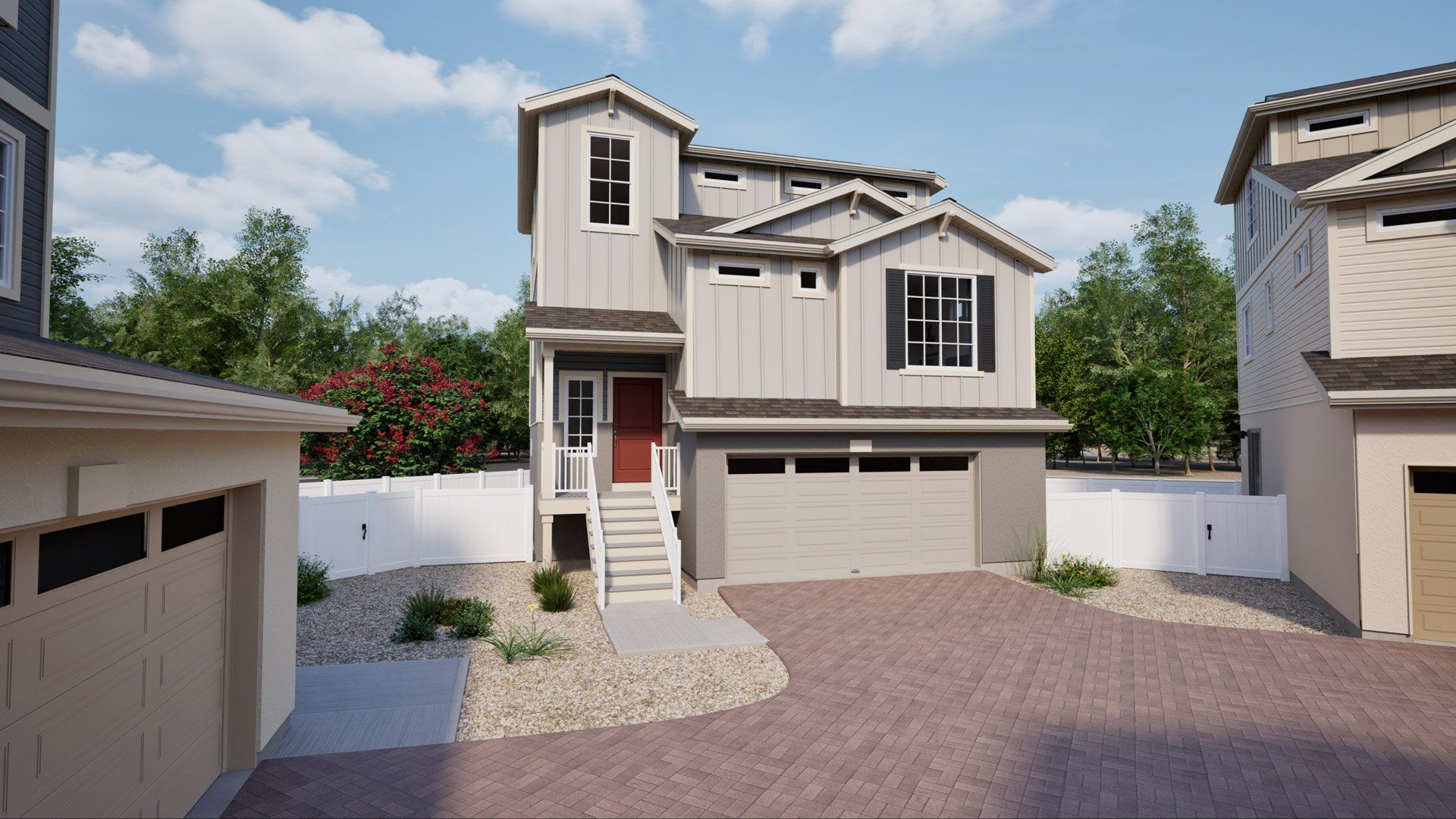 Representative exterior photo of a completed home built from the Haflinger by Oakwood Homes Co in Green Valley Ranch, Aurora, CO (Image 1). Representative exterior photo of a completed home built from the Haflinger by Oakwood Homes Co in Green Valley Ranch, Aurora, CO (Image 1).