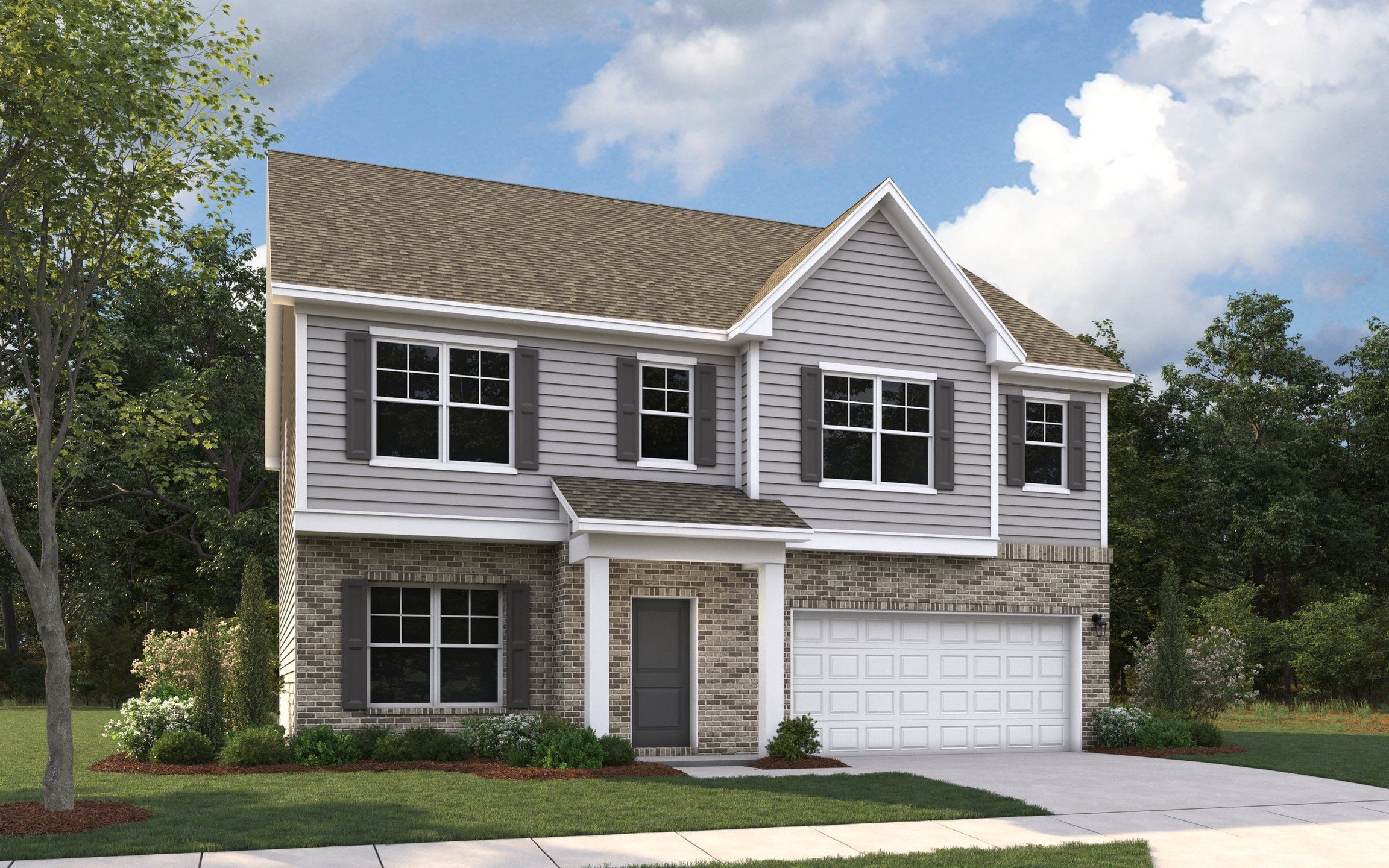 Front exterior of a new home in McFarland Estates, York, SC, highlighting curb appeal (Image 1). Front exterior of a new home in McFarland Estates, York, SC, highlighting curb appeal (Image 1).
