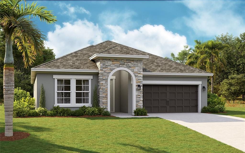 Front exterior of a new home in , Parrish, FL, highlighting curb appeal (Image 1). Front exterior of a new home in , Parrish, FL, highlighting curb appeal (Image 1).