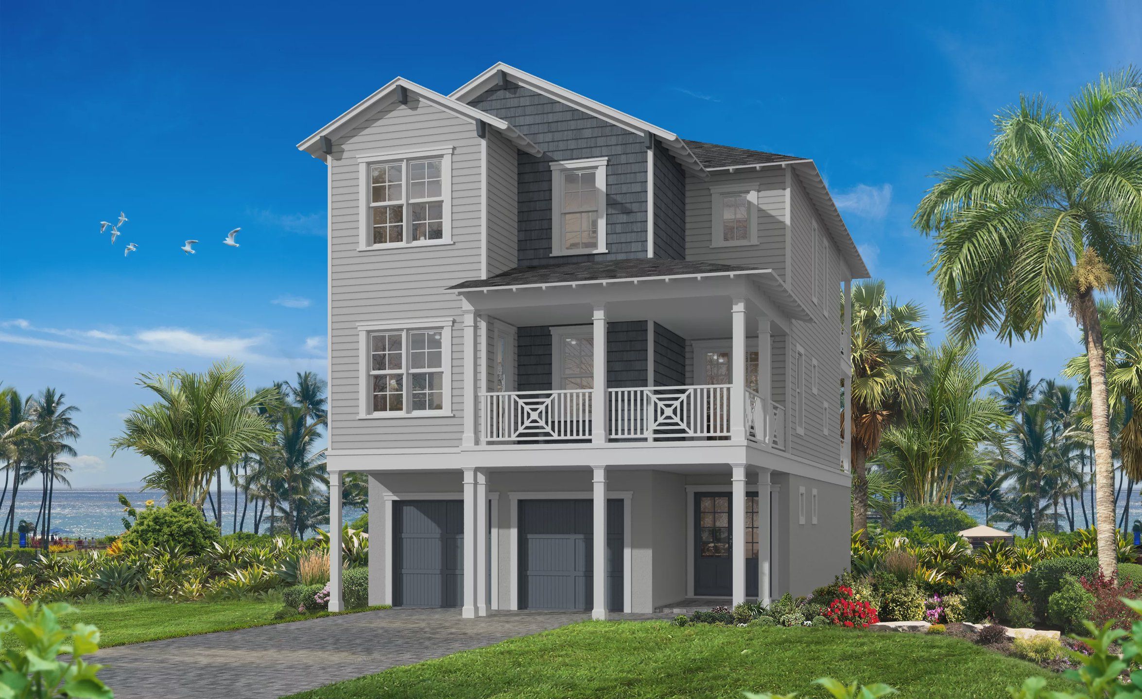 Representative exterior photo of a completed home built from the Hideaway by ICI Homes in Veranda Bay, Flagler Beach, FL (Image 1). Representative exterior photo of a completed home built from the Hideaway by ICI Homes in Veranda Bay, Flagler Beach, FL (Image 1).