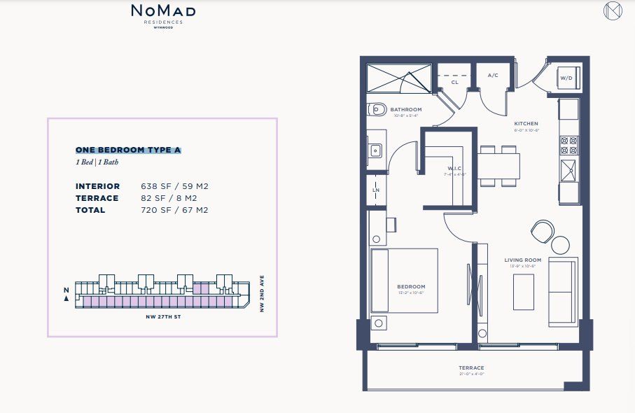 2D floor plan layout for the ONE BEDROOM TYPE A by Related Group in NoMad Residences, Miami, FL (Image 1). 2D floor plan layout for the ONE BEDROOM TYPE A by Related Group in NoMad Residences, Miami, FL (Image 1).