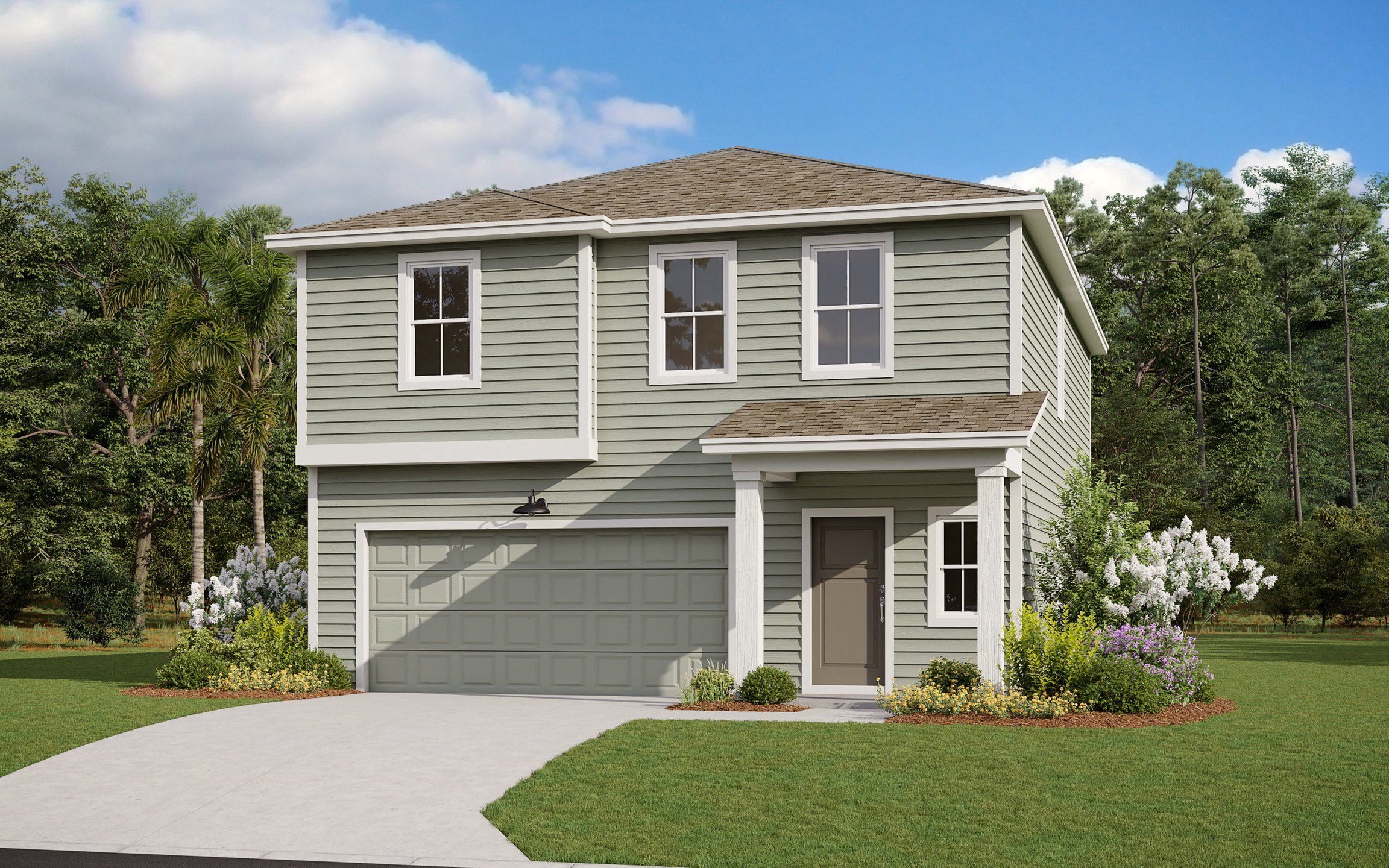 Front exterior of a new home in Magnolia Park, Hardeeville, SC, highlighting curb appeal (Image 1). Front exterior of a new home in Magnolia Park, Hardeeville, SC, highlighting curb appeal (Image 1).