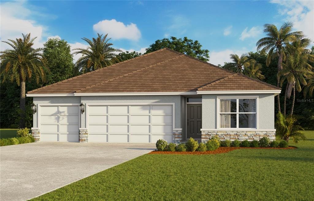 Front exterior of a new home in Wexford Cove, Ormond Beach, FL, highlighting curb appeal (Image 1). Front exterior of a new home in Wexford Cove, Ormond Beach, FL, highlighting curb appeal (Image 1).