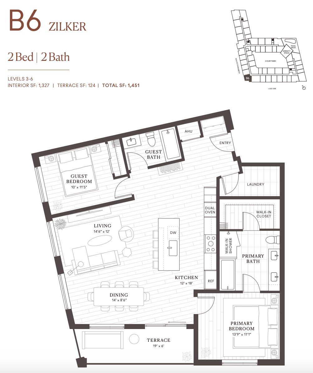 2D floor plan layout for the B6 Zilker by Intracorp in Leland South Congress, Austin, TX (Image 1). 2D floor plan layout for the B6 Zilker by Intracorp in Leland South Congress, Austin, TX (Image 1).