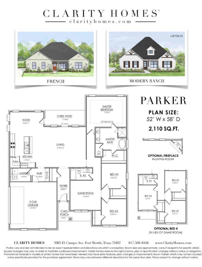 2D floor plan layout for the Parker by Clarity Homes in Wildcat Ridge, Godley, TX (Image 1). 2D floor plan layout for the Parker by Clarity Homes in Wildcat Ridge, Godley, TX (Image 1).