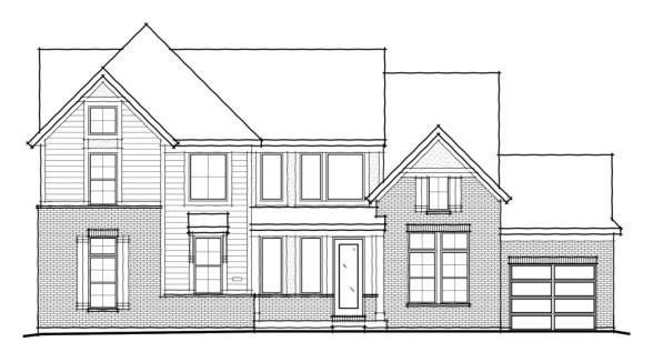 Front exterior of a new home in Twin Lakes, Hoschton, GA, highlighting curb appeal (Image 1).