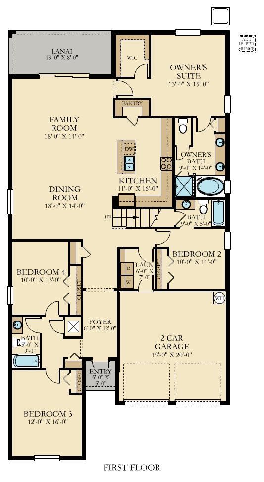 2D floor plan layout of this home in Tohoqua: Estates Collection, Kissimmee, FL (Image 1).