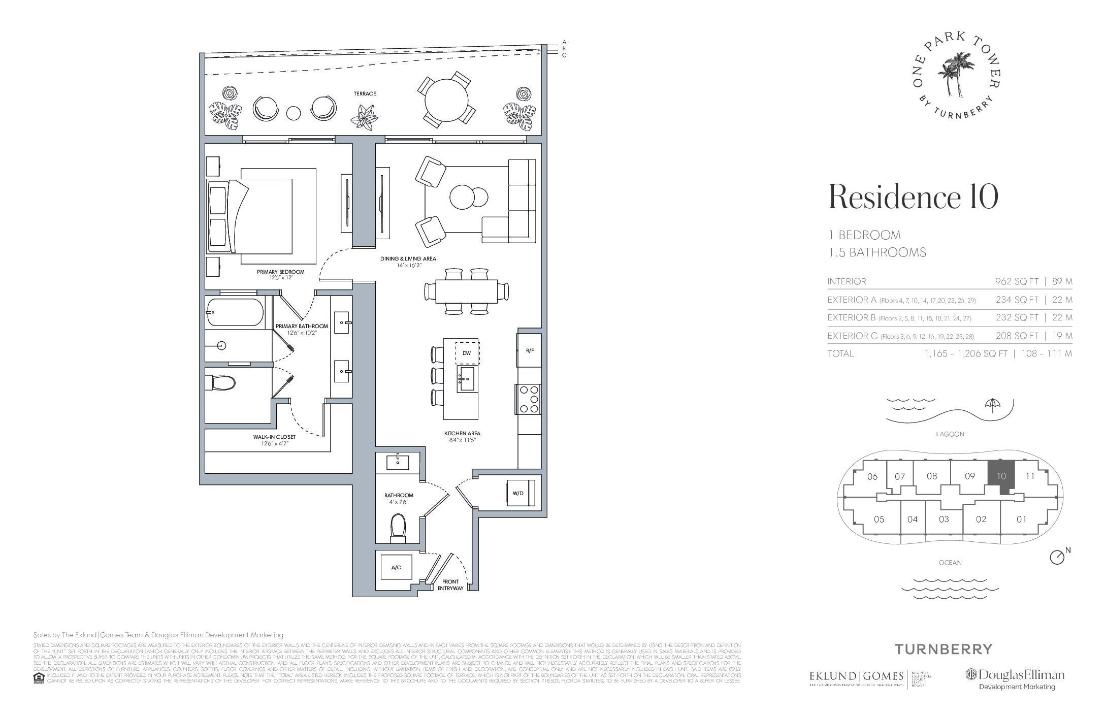 Image 1 representing the Residence 10 by Turnberry Associates in One Park Tower, Miami, FL.