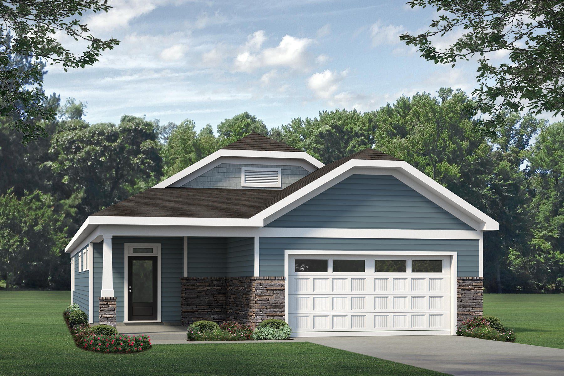 Representative exterior photo of a completed home built from the Sycamore by McKee Homes in The Walk at East Village, Clayton, NC (Image 1). Representative exterior photo of a completed home built from the Sycamore by McKee Homes in The Walk at East Village, Clayton, NC (Image 1).