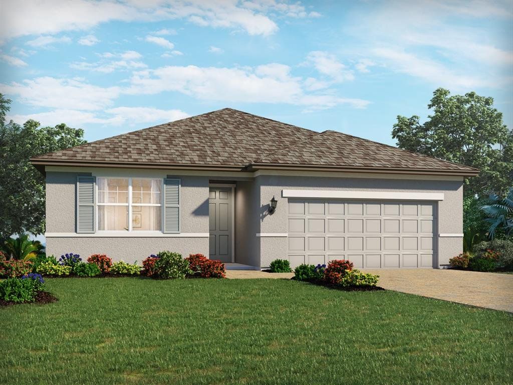 Front exterior of a new home in Legends Preserve - Signature Series, Daytona Beach, FL, highlighting curb appeal (Image 1).