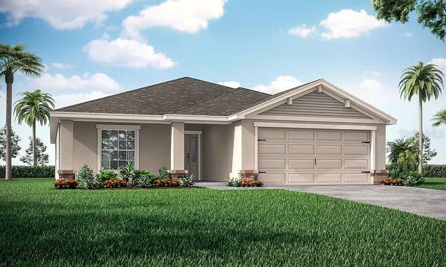 Front exterior of a new home in Cypress Ridge Ranch, Wimauma, FL, highlighting curb appeal (Image 1). Front exterior of a new home in Cypress Ridge Ranch, Wimauma, FL, highlighting curb appeal (Image 1).