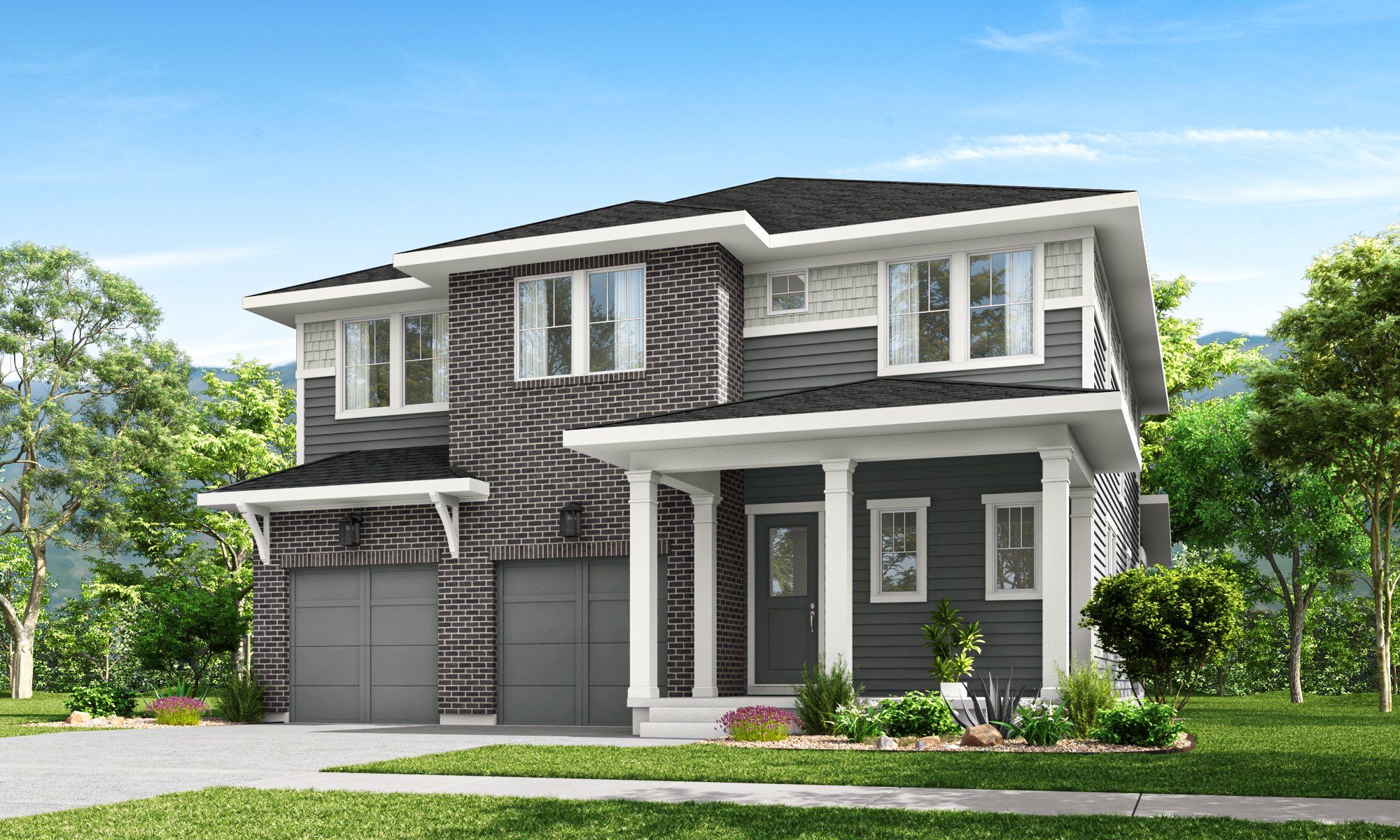 Front exterior of a new home in Westerly, Erie, CO, highlighting curb appeal (Image 1).