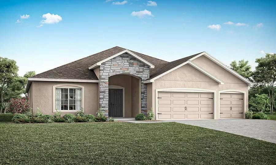 Front exterior of a new home in Copperleaf, Ocala, FL, highlighting curb appeal (Image 1). Front exterior of a new home in Copperleaf, Ocala, FL, highlighting curb appeal (Image 1).