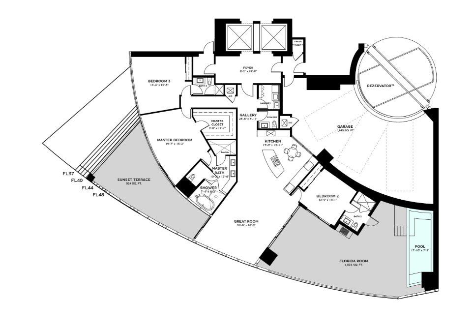 2D floor plan layout for the RESIDENCE BENTAYGA - Floors 37 - 48 by Dezer Development in Bentley Residences, Sunny Isles Beach, FL (Image 1). 2D floor plan layout for the RESIDENCE BENTAYGA - Floors 37 - 48 by Dezer Development in Bentley Residences, Sunny Isles Beach, FL (Image 1).