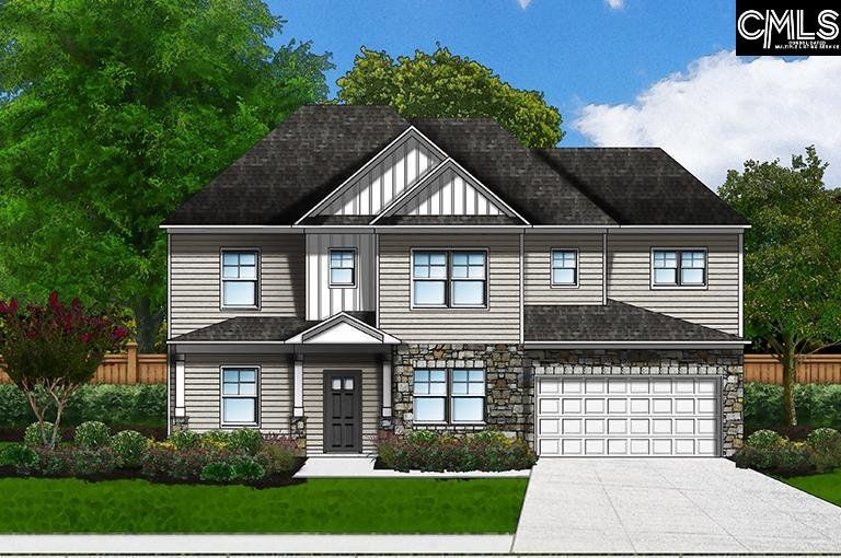 Exterior rendering of this home design in Collins Cove, Chapin, SC (Image 1).