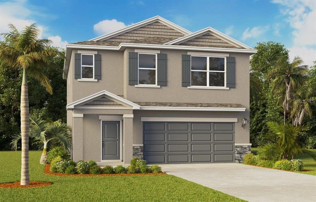 Front exterior of a new home in Hawthorne Ranch, Lakeland, FL, highlighting curb appeal (Image 1). Front exterior of a new home in Hawthorne Ranch, Lakeland, FL, highlighting curb appeal (Image 1).