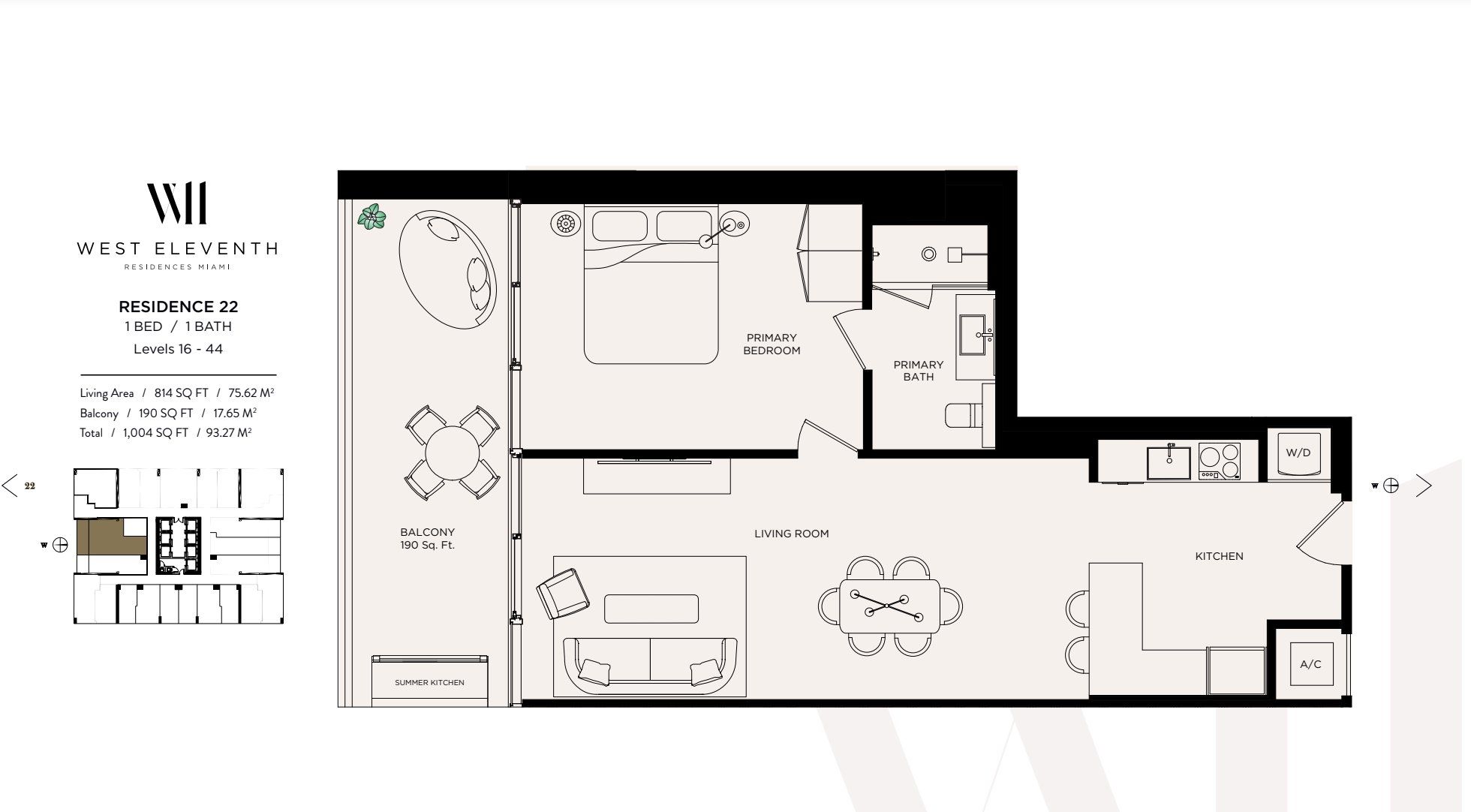 2D floor plan layout for the Residence 22 by Property Markets Group in West Eleventh Residences, Miami, FL (Image 1). 2D floor plan layout for the Residence 22 by Property Markets Group in West Eleventh Residences, Miami, FL (Image 1).
