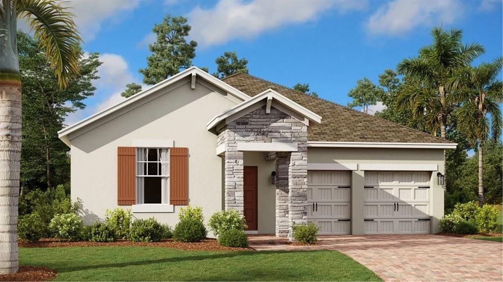Front exterior of a new home in Knightsbridge, Kissimmee, FL, highlighting curb appeal (Image 1). Front exterior of a new home in Knightsbridge, Kissimmee, FL, highlighting curb appeal (Image 1).