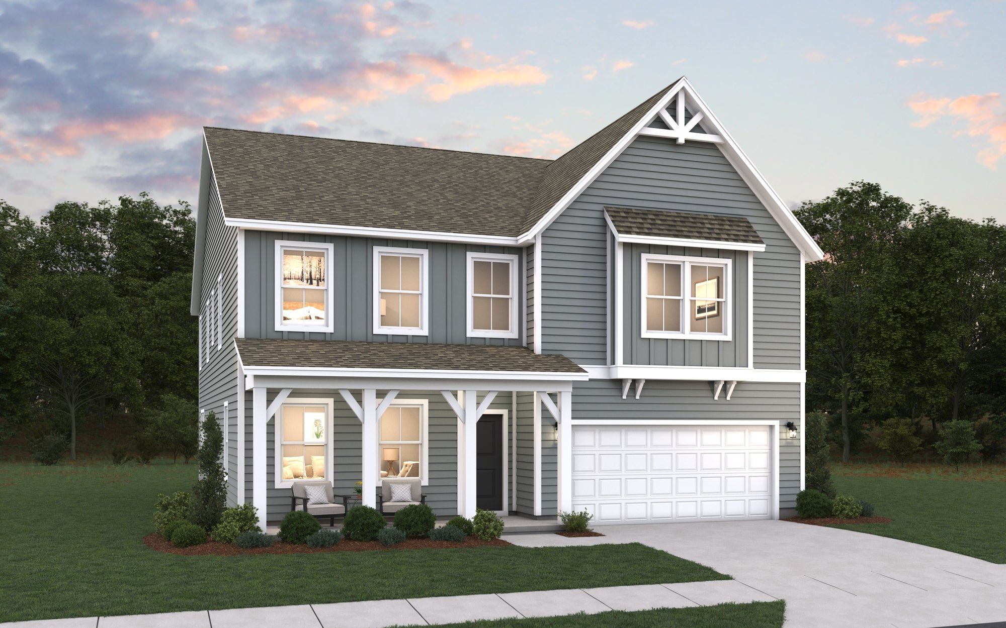 Front exterior of a new home in The Pier South, Seneca, SC, highlighting curb appeal (Image 1). Front exterior of a new home in The Pier South, Seneca, SC, highlighting curb appeal (Image 1).