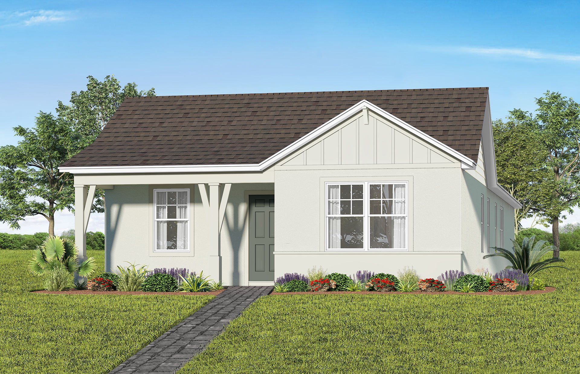 Front exterior of a new home in Lakehaven Estates, Clermont, FL, highlighting curb appeal (Image 1). Front exterior of a new home in Lakehaven Estates, Clermont, FL, highlighting curb appeal (Image 1).