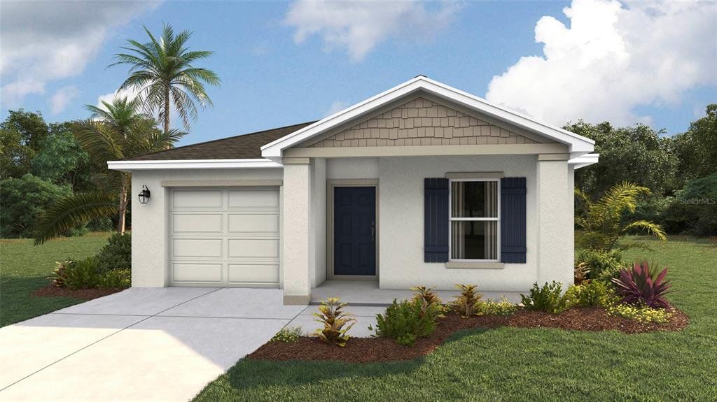 Front exterior of a new home in Rye Crossing, Parrish, FL, highlighting curb appeal (Image 1). Front exterior of a new home in Rye Crossing, Parrish, FL, highlighting curb appeal (Image 1).