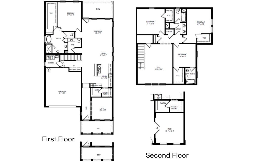 2D floor plan layout for the Sea Cliff by D.R. Horton in Woodcreek, Wesley Chapel, FL (Image 1).