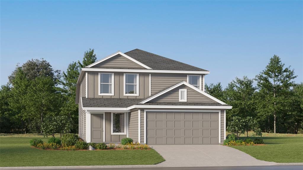 Contemporary two-story residence with a gray siding exterior Contemporary two-story residence with a gray siding exterior