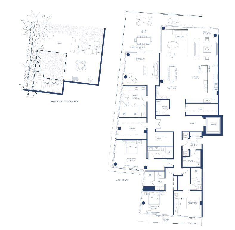 2D floor plan layout for the Bay Villa 201 by Regency Development Group in La Maré Bay Harbor Islands Regency Collection, Bay Harbor Islands, FL (Image 1).