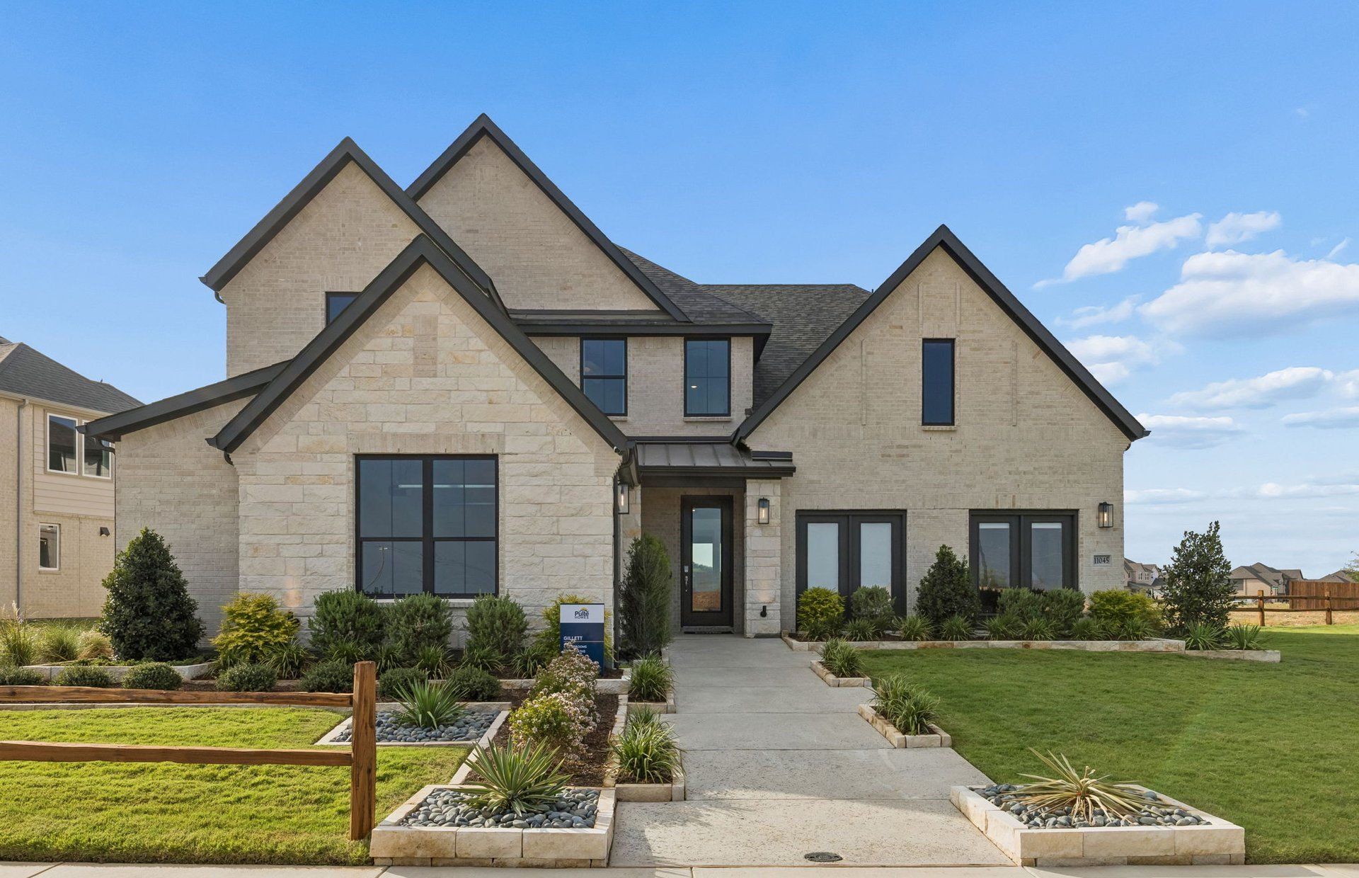 Front exterior of a new home in Wellington, Fort Worth, TX, highlighting curb appeal (Image 1). Front exterior of a new home in Wellington, Fort Worth, TX, highlighting curb appeal (Image 1).