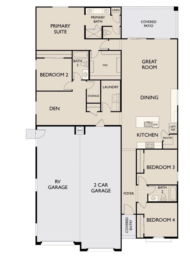 2D floor plan layout for the Opal RV Garage by Ashton Woods in Estates at Estrella Crossing, Phoenix, AZ (Image 1).