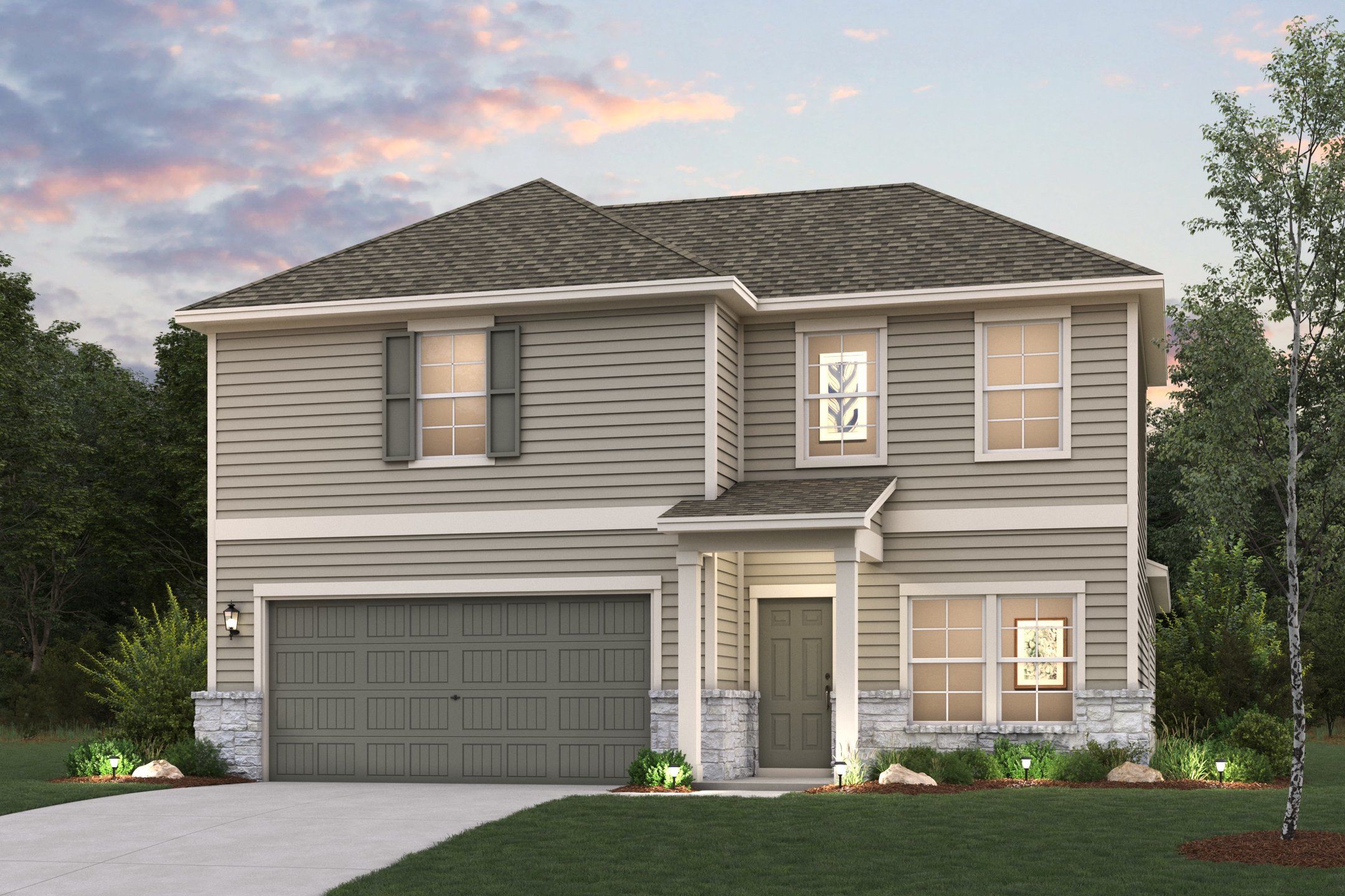 Front exterior of a new home in Hickory Hill, Sherman, TX, highlighting curb appeal (Image 1). Front exterior of a new home in Hickory Hill, Sherman, TX, highlighting curb appeal (Image 1).