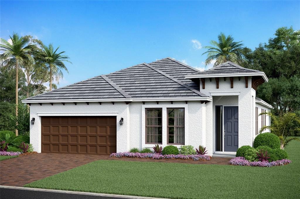 Front exterior of a new home in Sweetwater at Lakewood Ranch, Lakewood Ranch, FL, highlighting curb appeal (Image 1). Front exterior of a new home in Sweetwater at Lakewood Ranch, Lakewood Ranch, FL, highlighting curb appeal (Image 1).