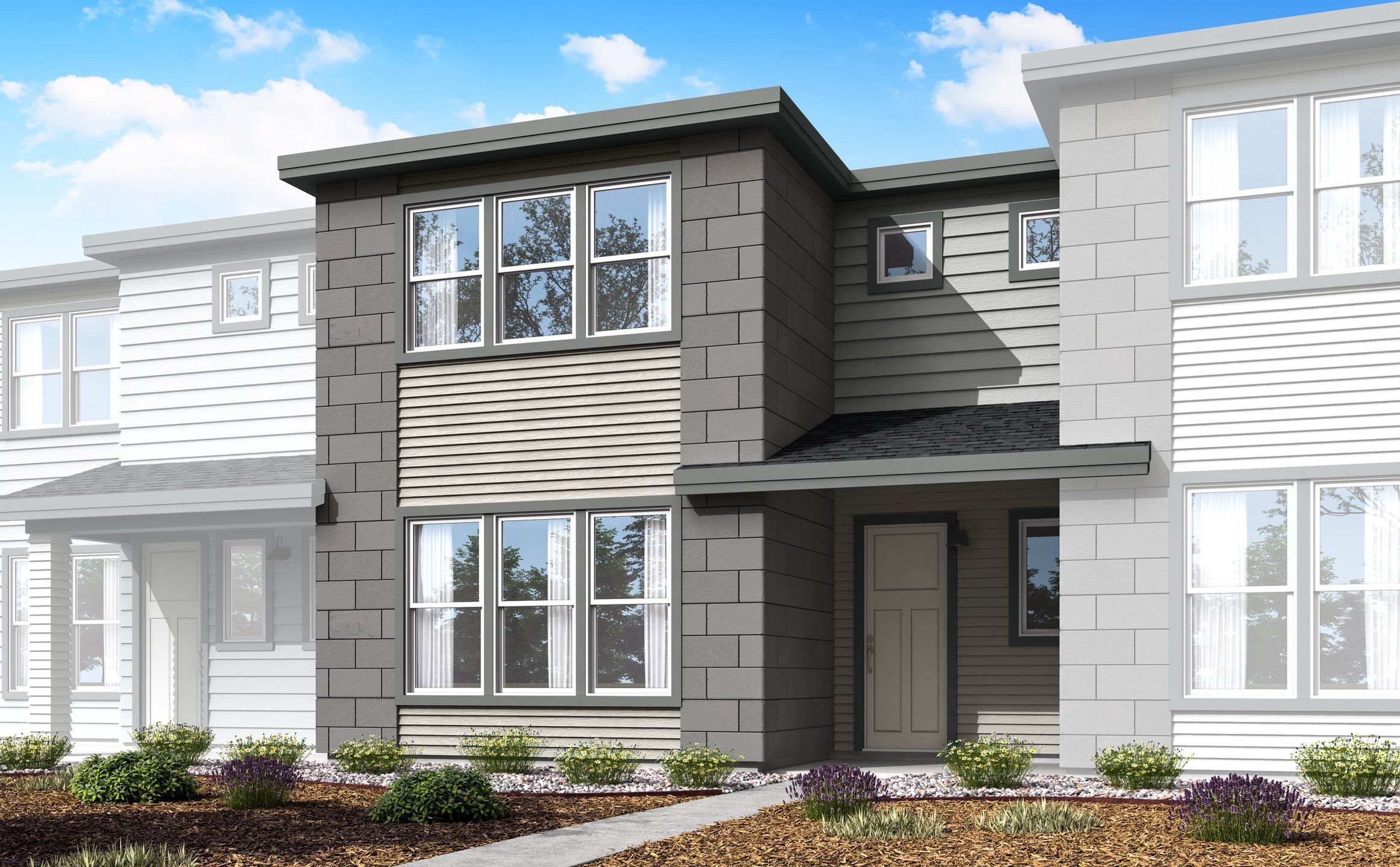 Front exterior of a new home in Westside Crossing, Berthoud, CO, highlighting curb appeal (Image 1). Front exterior of a new home in Westside Crossing, Berthoud, CO, highlighting curb appeal (Image 1).