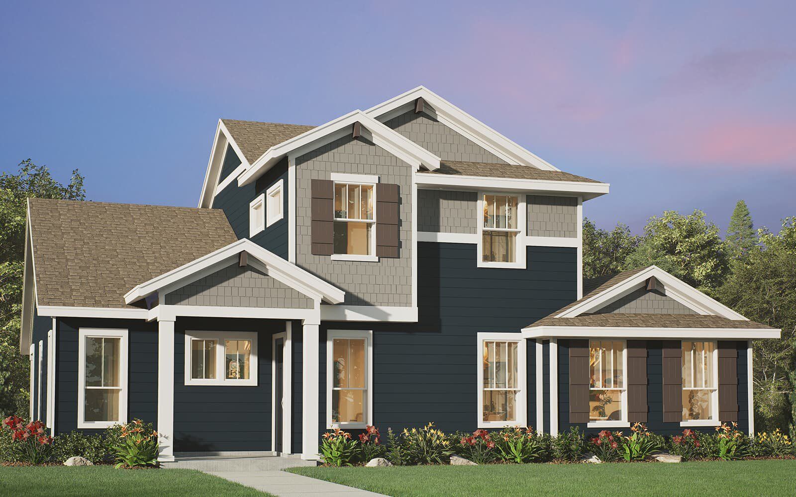 Front exterior of a new home in Easton Park, Austin, TX, highlighting curb appeal (Image 1). Front exterior of a new home in Easton Park, Austin, TX, highlighting curb appeal (Image 1).