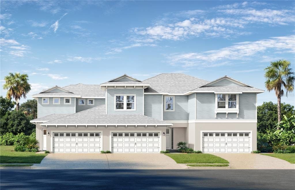 Front exterior of a new home in Lagoon Residences at Epperson, Wesley Chapel, FL, highlighting curb appeal (Image 1). Front exterior of a new home in Lagoon Residences at Epperson, Wesley Chapel, FL, highlighting curb appeal (Image 1).