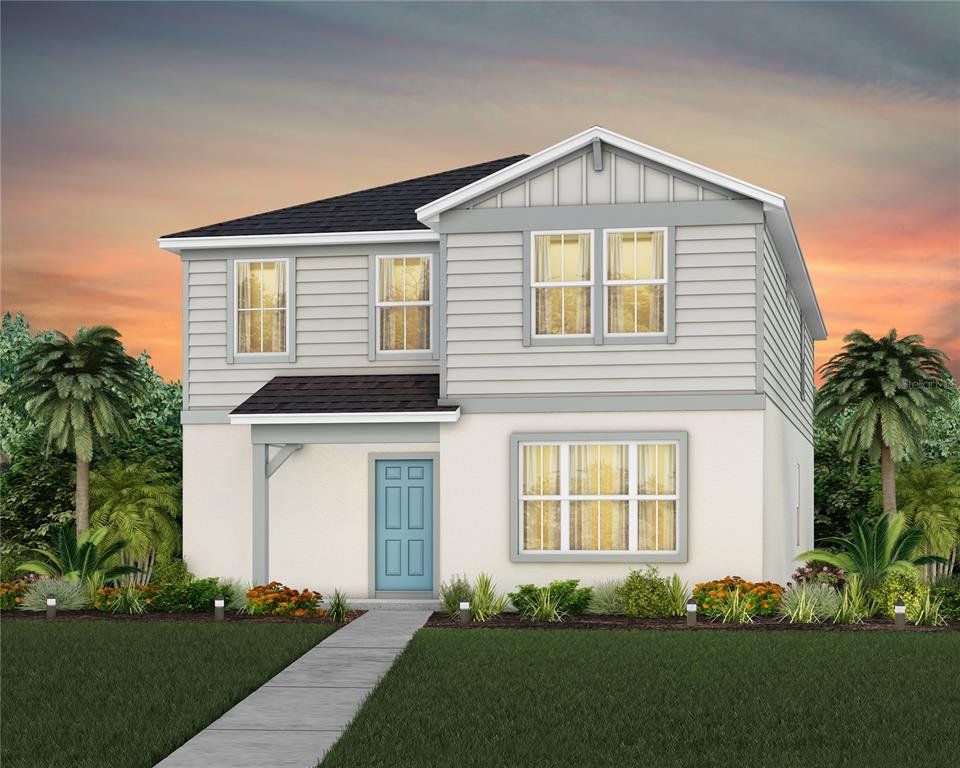 Front exterior of a new home in Parkside Trails, Clermont, FL, highlighting curb appeal (Image 1). Front exterior of a new home in Parkside Trails, Clermont, FL, highlighting curb appeal (Image 1).