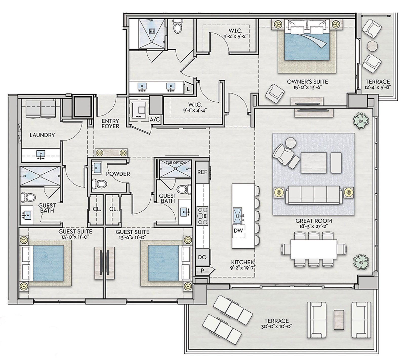 2D floor plan layout for the Fresco by Kolter Urban in Art House, St. Petersburg, FL (Image 1).