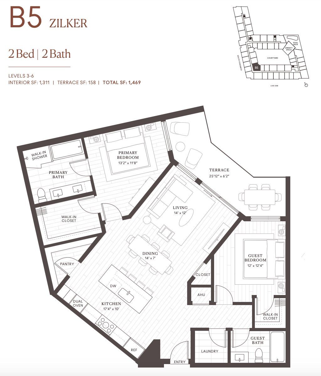 2D floor plan layout for the B5 Zilker by Intracorp in Leland South Congress, Austin, TX (Image 1). 2D floor plan layout for the B5 Zilker by Intracorp in Leland South Congress, Austin, TX (Image 1).