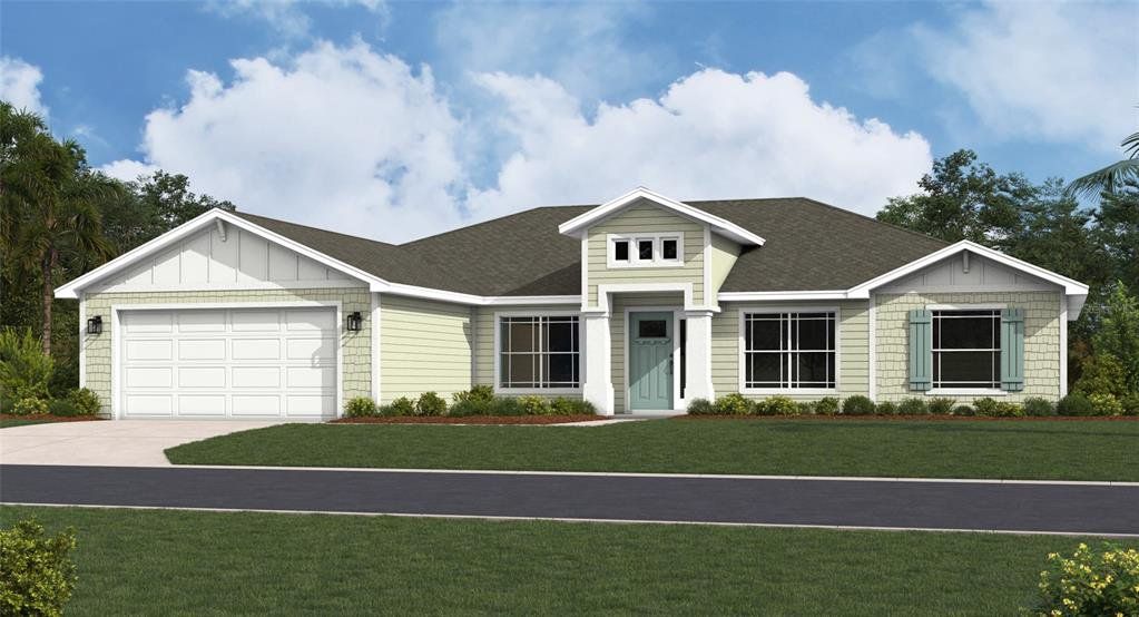 Front exterior of a new home in , Palm Coast, FL, highlighting curb appeal (Image 1). Front exterior of a new home in , Palm Coast, FL, highlighting curb appeal (Image 1).