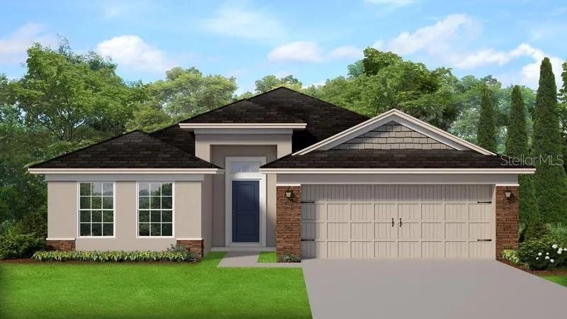 Front exterior of a new home in Sunset Landing, Spring Hill, FL, highlighting curb appeal (Image 1). Front exterior of a new home in Sunset Landing, Spring Hill, FL, highlighting curb appeal (Image 1).