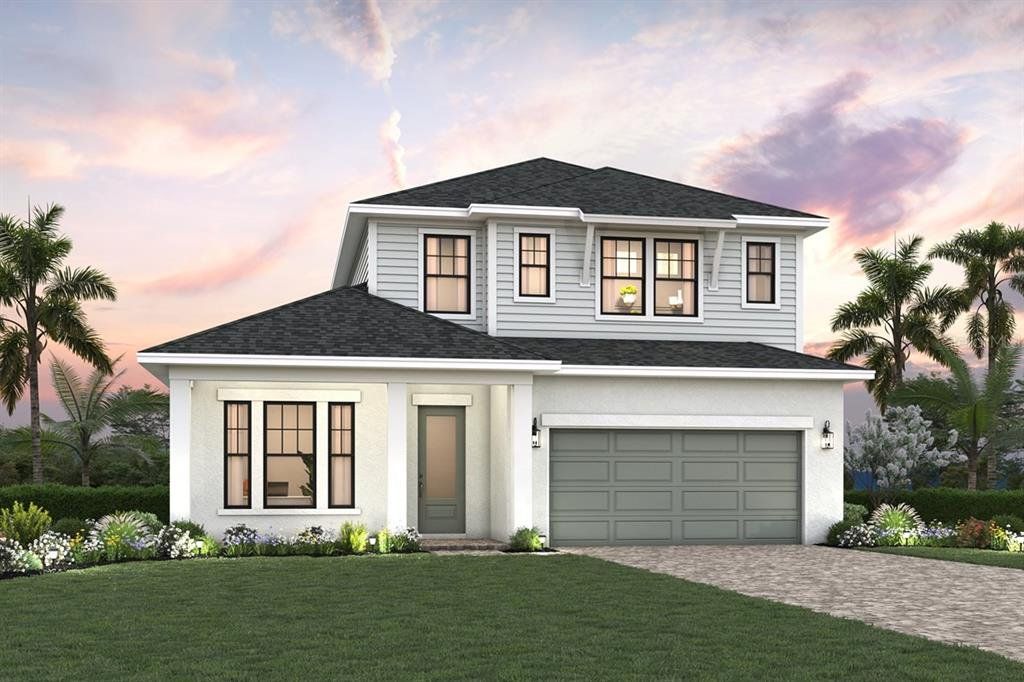 Front exterior of a new home in Lakeview Crossing – Tradition Series, Sarasota, FL, highlighting curb appeal (Image 1). Front exterior of a new home in Lakeview Crossing – Tradition Series, Sarasota, FL, highlighting curb appeal (Image 1).