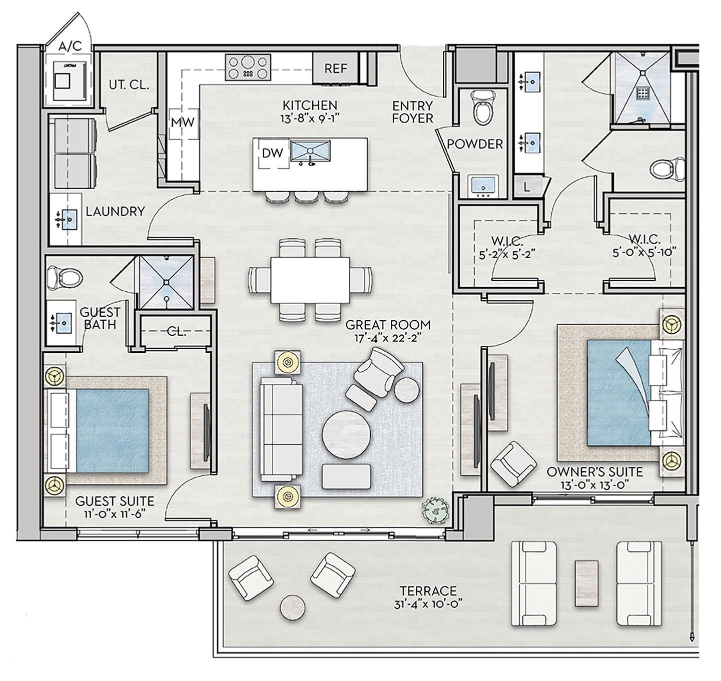 2D floor plan layout for the Harmony by Kolter Urban in Art House, St. Petersburg, FL (Image 1).