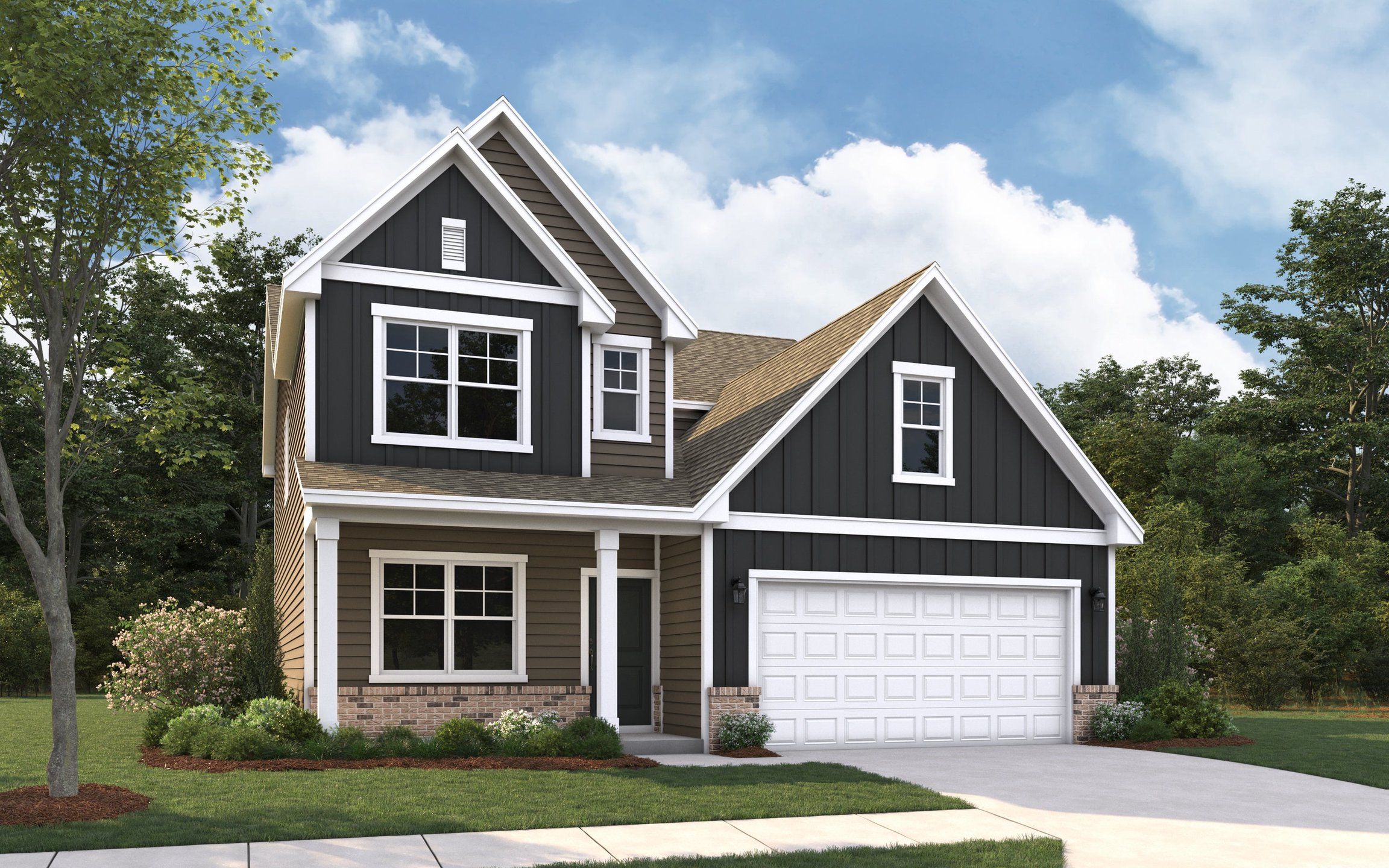 Front exterior of a new home in Cottages at Wingate, Wingate, NC, highlighting curb appeal (Image 1). Front exterior of a new home in Cottages at Wingate, Wingate, NC, highlighting curb appeal (Image 1).