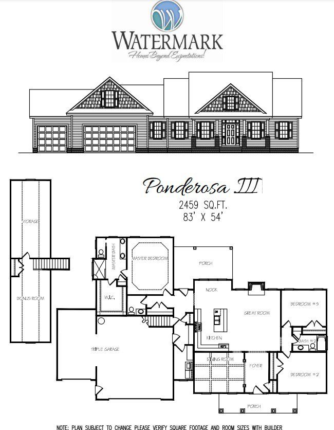2D floor plan layout for the Ponderosa III by Watermark Homes in Spring Branch, Benson, NC (Image 1). 2D floor plan layout for the Ponderosa III by Watermark Homes in Spring Branch, Benson, NC (Image 1).