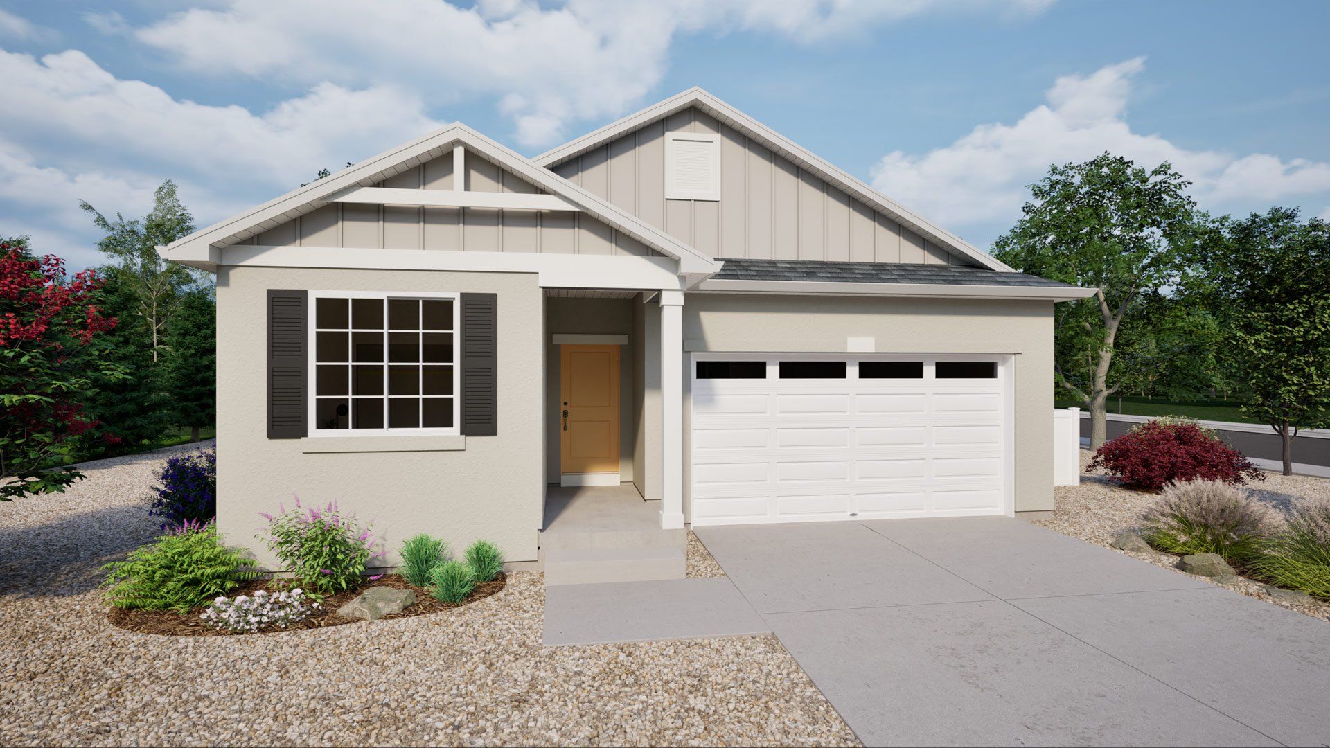 Representative exterior photo of a completed home built from the Splendor by Oakwood Homes Co in Green Valley Ranch, Aurora, CO (Image 1). Representative exterior photo of a completed home built from the Splendor by Oakwood Homes Co in Green Valley Ranch, Aurora, CO (Image 1).
