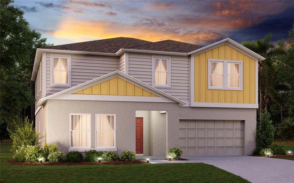 Front exterior of a new home in Crosswinds, Haines City, FL, highlighting curb appeal (Image 1). Front exterior of a new home in Crosswinds, Haines City, FL, highlighting curb appeal (Image 1).