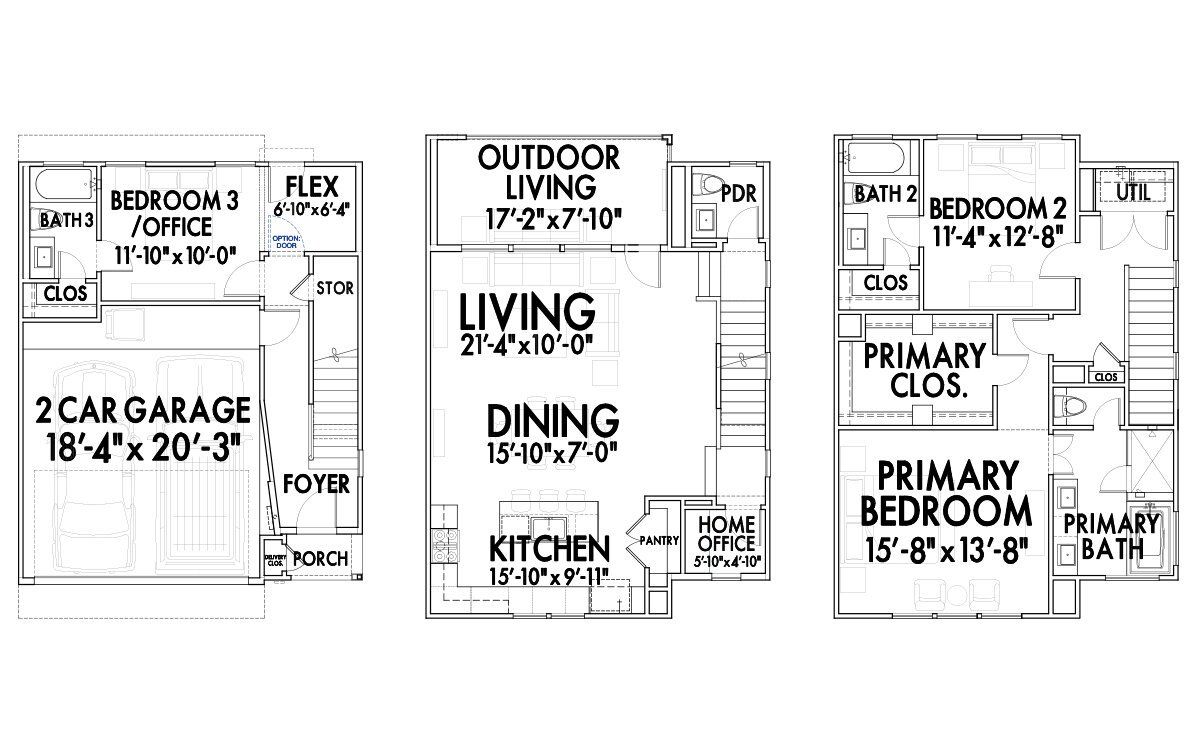 2D floor plan layout for the 9365 by CitySide Homes in Reserve At Oak Forest, Houston, TX (Image 1).