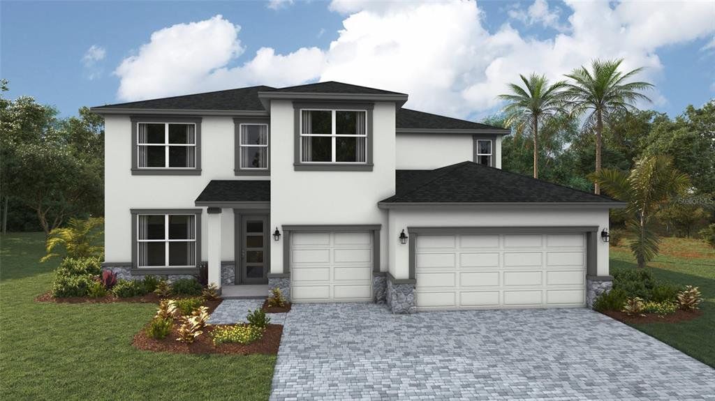 Front exterior of a new home in Legacy Preserve, Parrish, FL, highlighting curb appeal (Image 1). Front exterior of a new home in Legacy Preserve, Parrish, FL, highlighting curb appeal (Image 1).