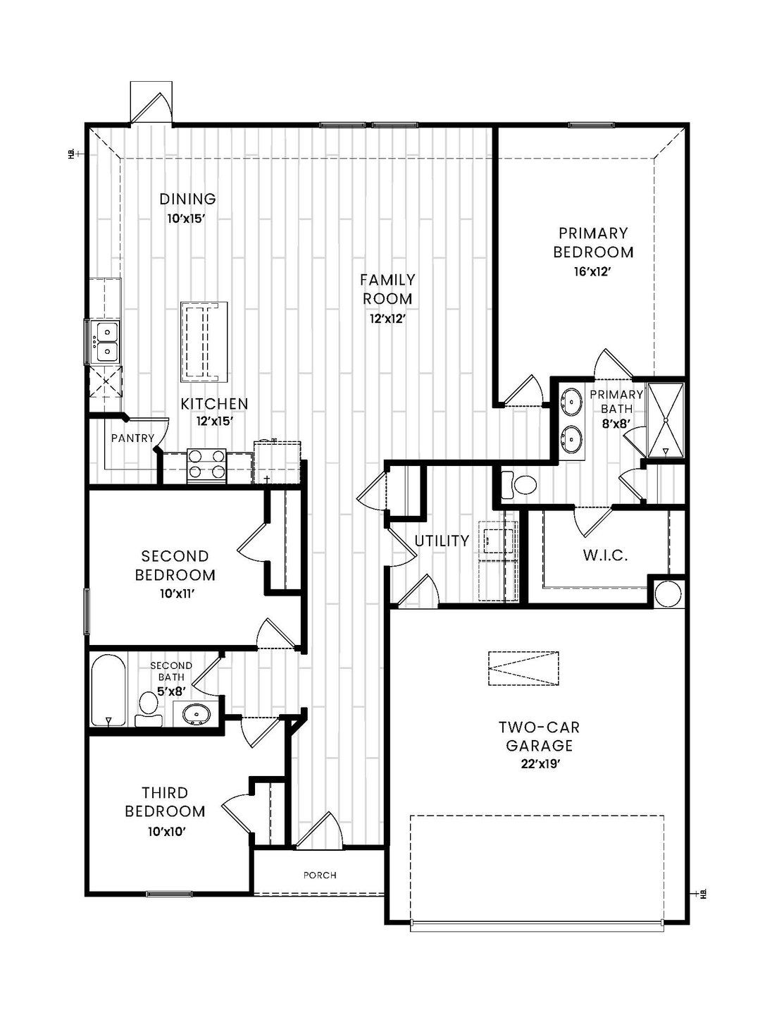 2D floor plan layout for the Robin by Dunhill Homes in Craftsman’s Corner, Cleburne, TX (Image 1). 2D floor plan layout for the Robin by Dunhill Homes in Craftsman’s Corner, Cleburne, TX (Image 1).